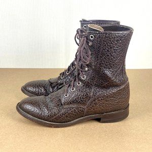 Justin Boots Lacer Bullhide Lace Up Boot Mens Size 7D Brown